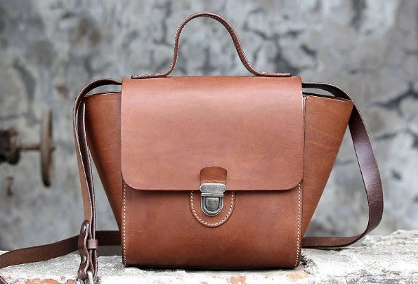 Handmade handbag purse leather crossbody bag purse shoulder bag for women