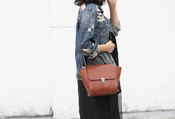 Handmade handbag purse leather crossbody bag purse shoulder bag for women