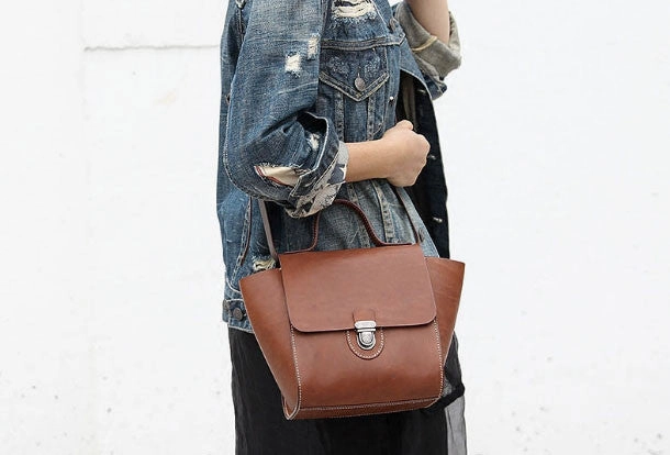 Handmade handbag purse leather crossbody bag purse shoulder bag for women