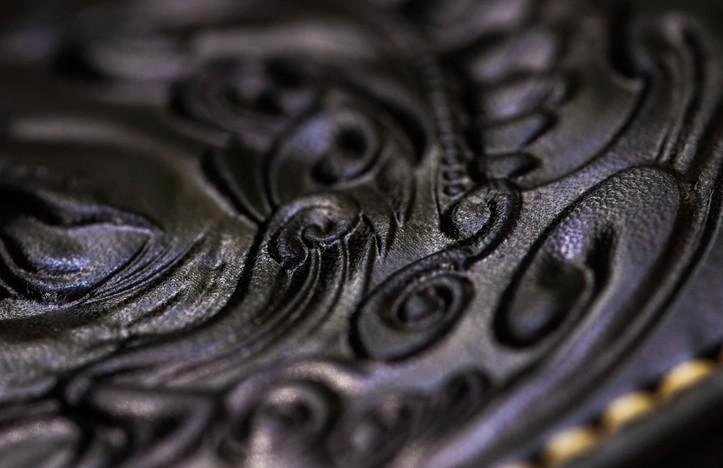 Handmade Leather Acalanatha Mens Tooled Chain Biker Wallet Cool Leather Wallet Long Clutch Wallets for Men