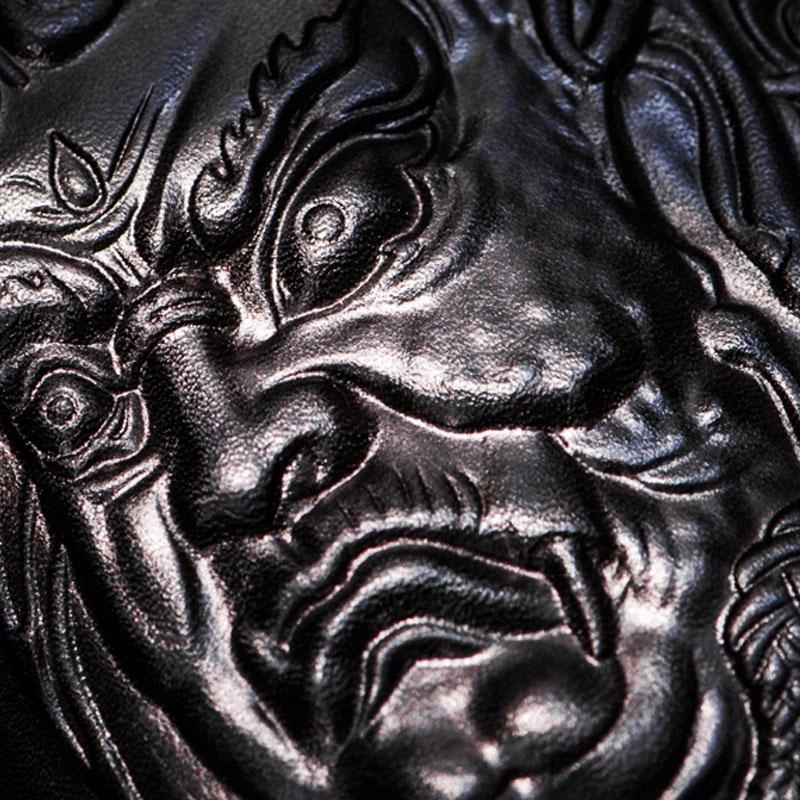 Handmade Leather Acalanatha Mens Tooled Chain Biker Wallet Cool Leather Wallet Long Clutch Wallets for Men