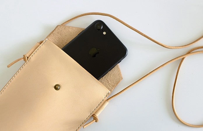 Handmade Leather Beige Womens Small Phone Crossbody Purse Shoulder Bag for Women