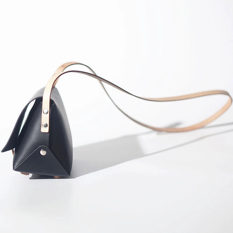 Handmade Leather Black Womens Small Cute Shoulder Purse Crossbody Bag for Women