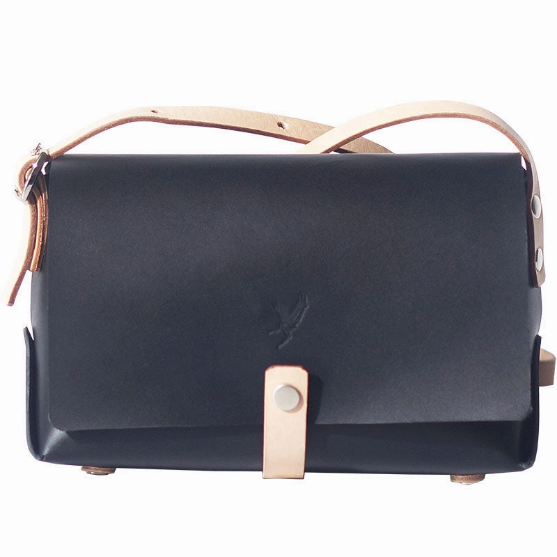 Handmade Leather Black Womens Small Cute Shoulder Purse Crossbody Bag for Women