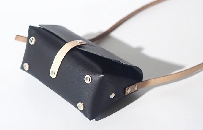 Handmade Leather Black Womens Small Cute Shoulder Purse Crossbody Bag for Women