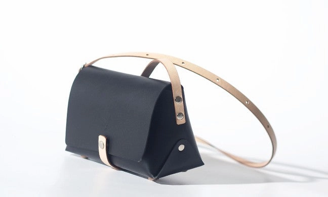 Handmade Leather Black Womens Small Cute Shoulder Purse Crossbody Bag for Women