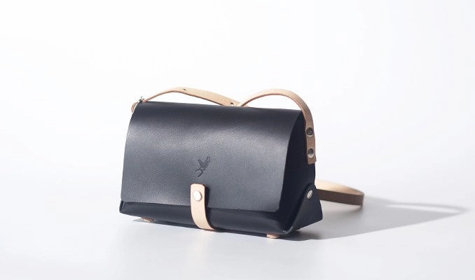 Handmade Leather Black Womens Small Cute Shoulder Purse Crossbody Bag for Women