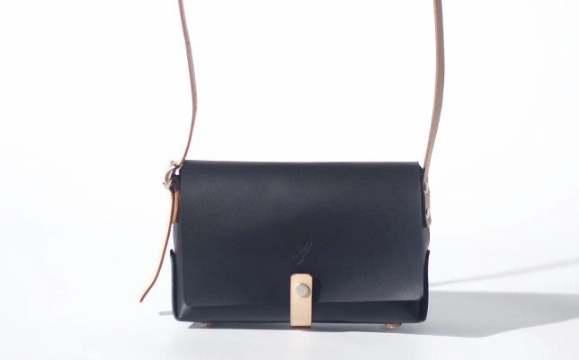 Handmade Leather Black Womens Small Cute Shoulder Purse Crossbody Bag for Women