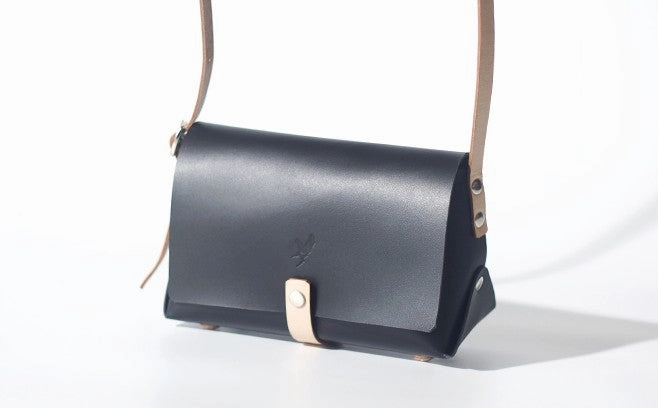 Handmade Leather Black Womens Small Cute Shoulder Purse Crossbody Bag for Women