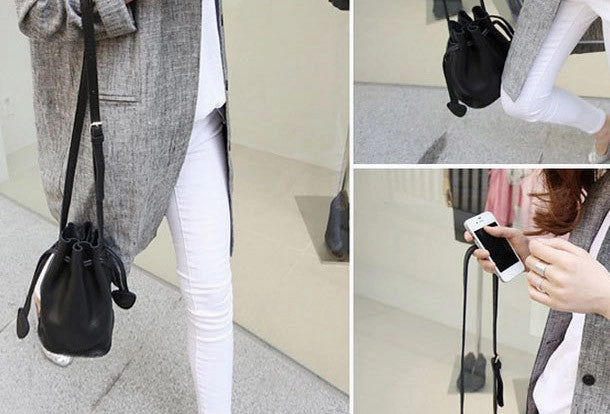 Handmade Leather bucket bag shoulder bag blue purple for women leather crossbody bag