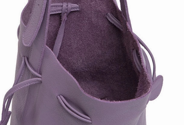 Handmade Leather bucket bag shoulder bag blue purple for women leather crossbody bag