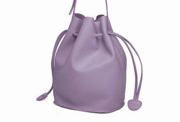 Handmade Leather bucket bag shoulder bag blue purple for women leather crossbody bag