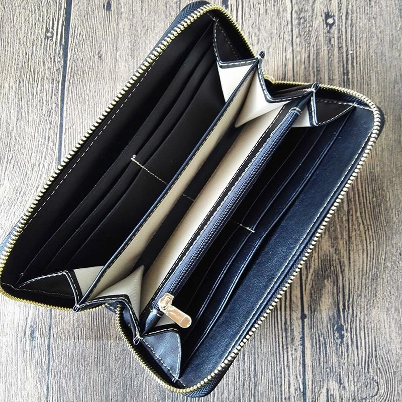 Handmade Leather Buddha&Demon Tooled Mens Long Wallet Cool Leather Wallet Clutch Wallet for Men