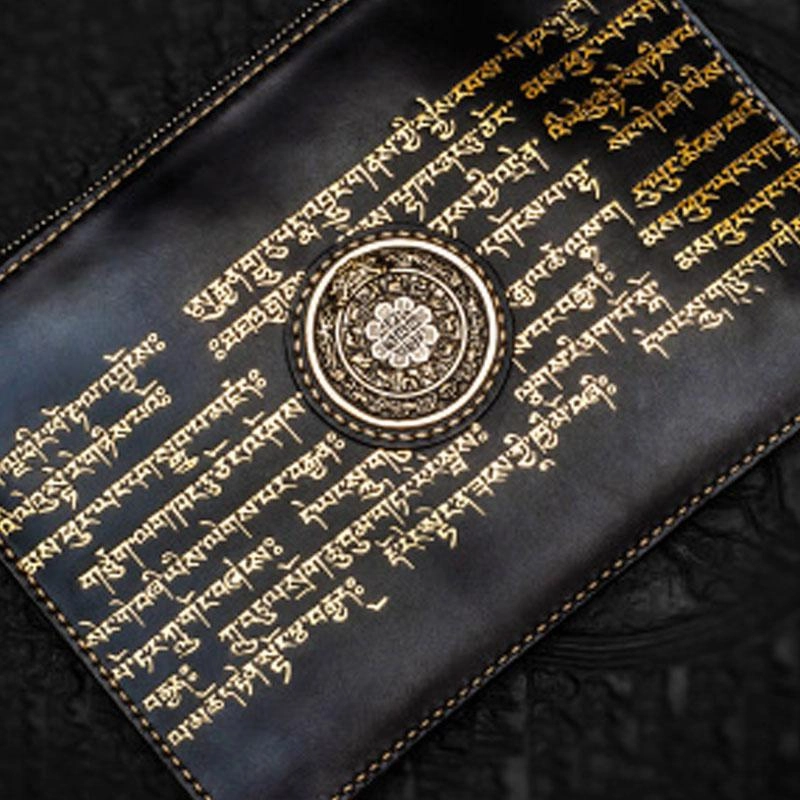 Handmade Leather Carp Tooled Wristlet Bag Mens Cool Leather Wallet Long Clutch for Men