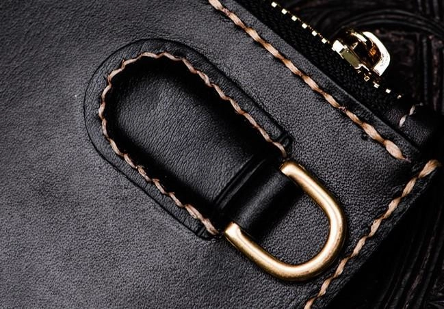 Handmade Leather Carp Tooled Wristlet Bag Mens Cool Leather Wallet Long Clutch for Men
