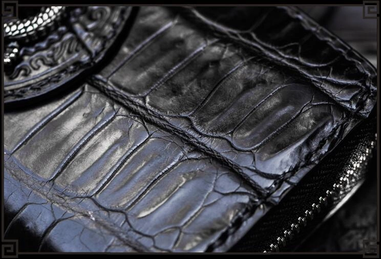 Handmade Leather Chinese Dragon Mens Chain Biker Wallet Cool Leather Wallet Long Clutch Wallets for Men