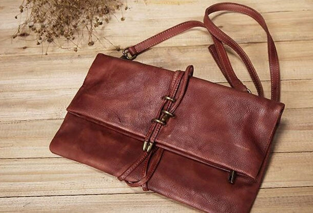 Handmade Leather clutch purse shoulder bag for women leather crossbody bag