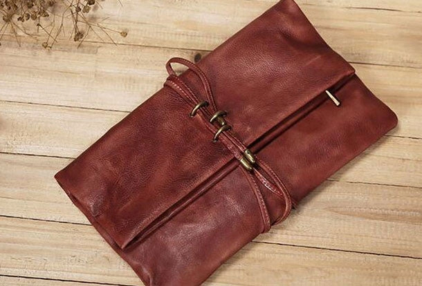 Handmade Leather clutch purse shoulder bag for women leather crossbody bag