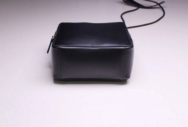 Handmade Leather Cube bag shoulder bag black for women leather crossbody bag