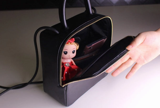 Handmade Leather Cube bag shoulder bag black for women leather crossbody bag