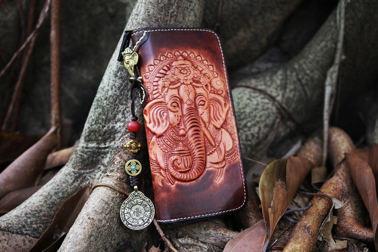 Handmade leather Geneisha biker wallet clutch zip long wallet black leather men phone