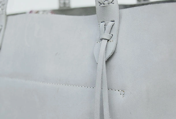 Handmade leather handbag gray tote bag shoulder bag shopper purse women