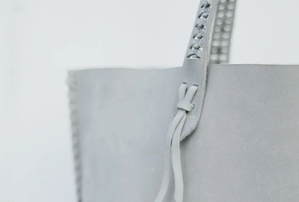 Handmade leather handbag gray tote bag shoulder bag shopper purse women