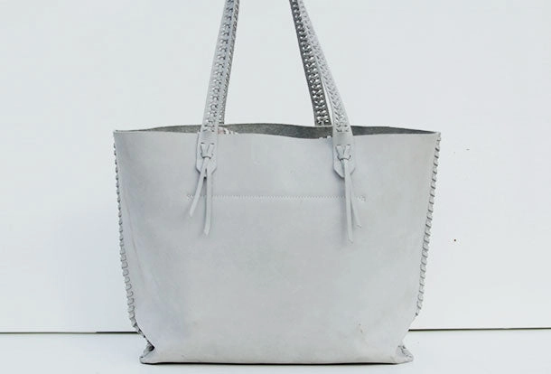 Handmade leather handbag gray tote bag shoulder bag shopper purse women