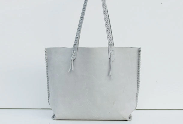 Handmade leather handbag gray tote bag shoulder bag shopper purse women