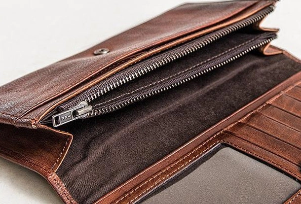 Handmade leather long wallet leather men phone clutch vintage wallet for men