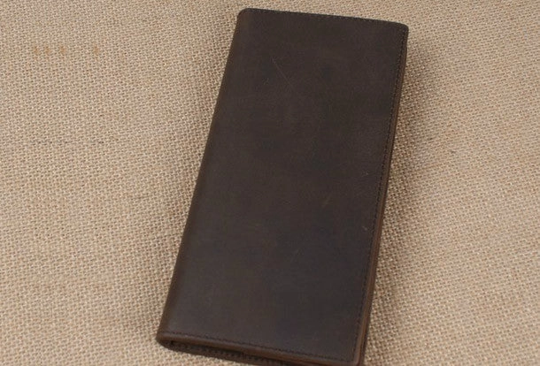 Handmade leather long wallet Vintage bifold brown Long wallet clutch purse For Men