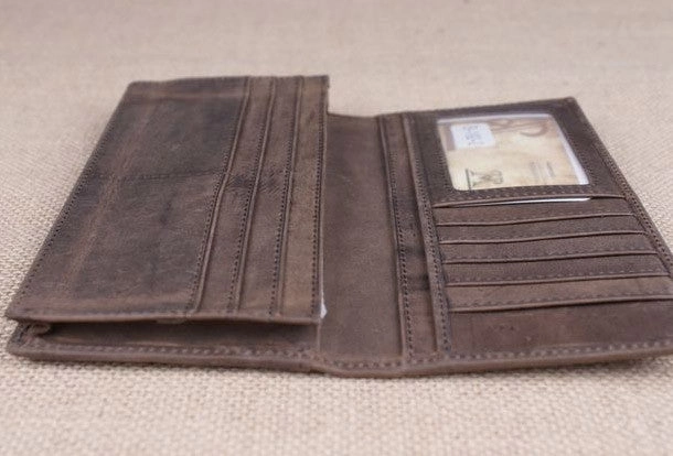 Handmade leather long wallet Vintage bifold brown Long wallet clutch purse For Men