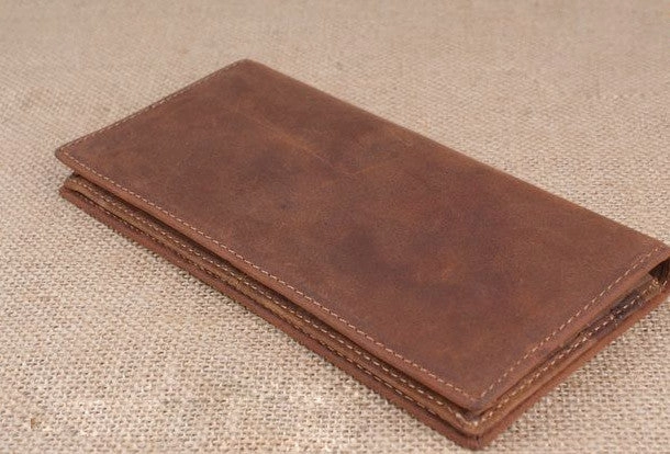 Handmade leather long wallet Vintage bifold brown Long wallet clutch purse For Men