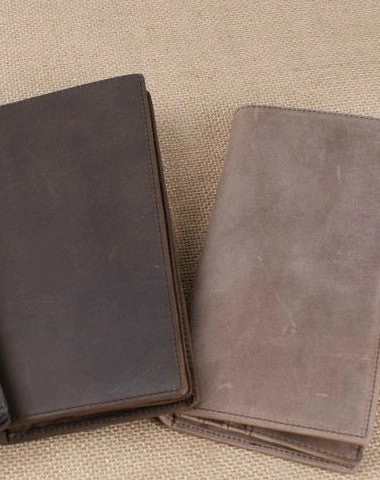 Handmade leather long wallet Vintage bifold brown Long wallet clutch purse For Men