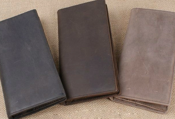 Handmade leather long wallet Vintage bifold brown Long wallet clutch purse For Men