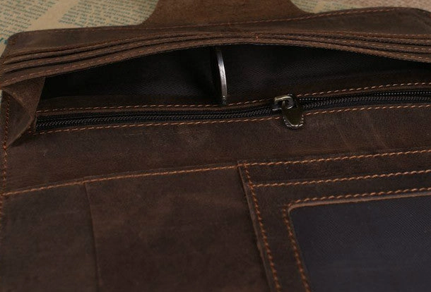 Handmade leather long wallet Vintage bifold brown Long wallet clutch purse For Men