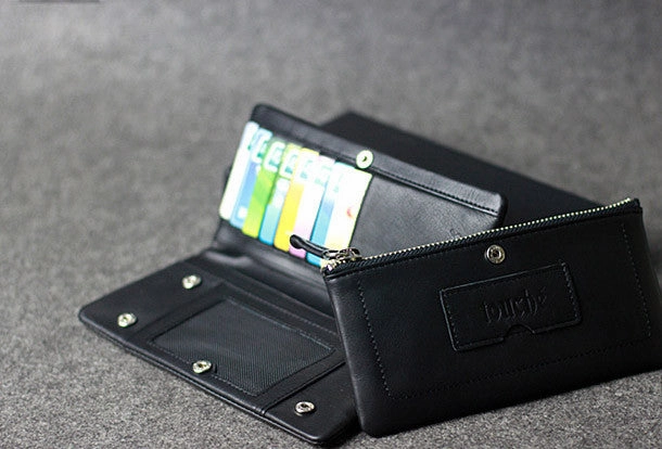 Handmade leather men clutch black vintage zip clutch men long wallet purse clutch