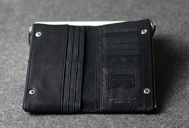 Handmade leather men clutch brown vintage zip clutch men long wallet purse clutch