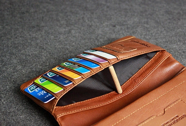 Handmade leather men clutch brown vintage zip clutch men long wallet purse clutch