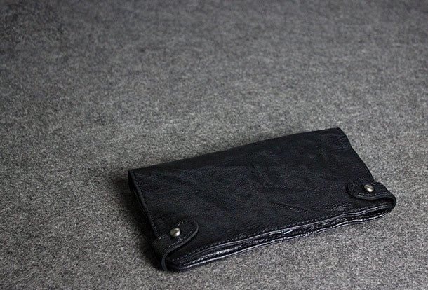 Handmade leather men clutch coffee vintage zip clutch men long wallet purse clutch