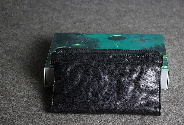 Handmade leather men clutch coffee vintage zip clutch men long wallet purse clutch