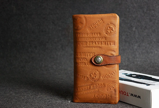 Handmade leather men wallet clutch brown vintage clutch men long wallet purse clutch