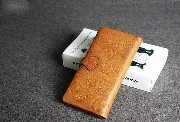 Handmade leather men wallet clutch brown vintage clutch men long wallet purse clutch