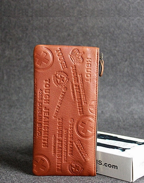 Handmade leather men wallet clutch brown vintage zip men long wallet purse clutch