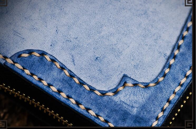 Handmade Leather Mens Biker Chain Wallet Cool Leather Wallet Long Clutch Wallets for Men