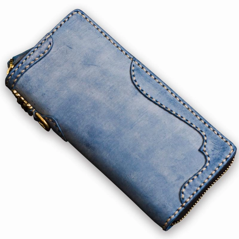 Handmade Leather Mens Biker Chain Wallet Cool Leather Wallet Long Clutch Wallets for Men