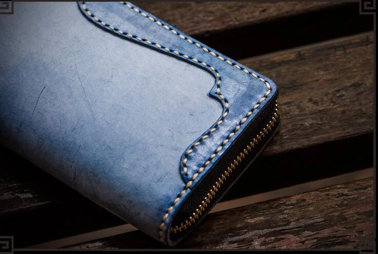 Handmade Leather Mens Biker Chain Wallet Cool Leather Wallet Long Clutch Wallets for Men