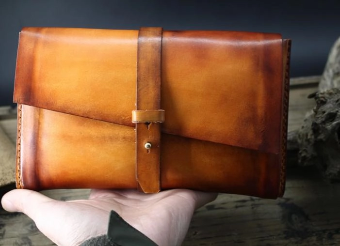 Handmade Leather Mens Brown Bifold Long Wallet Vintage Cool Clutch Wallet for Men