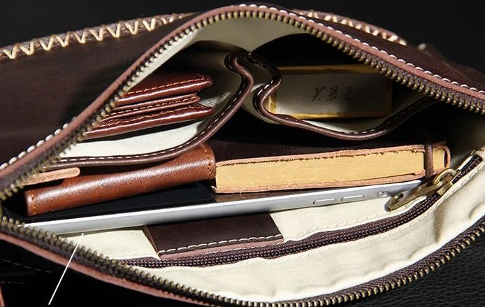 Handmade Leather Mens Brown Clutch Vintage Wristlet Wallet Clutch Wallet for Men