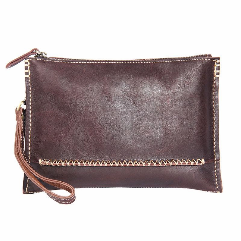 Handmade Leather Mens Brown Clutch Vintage Wristlet Wallet Clutch Wallet for Men